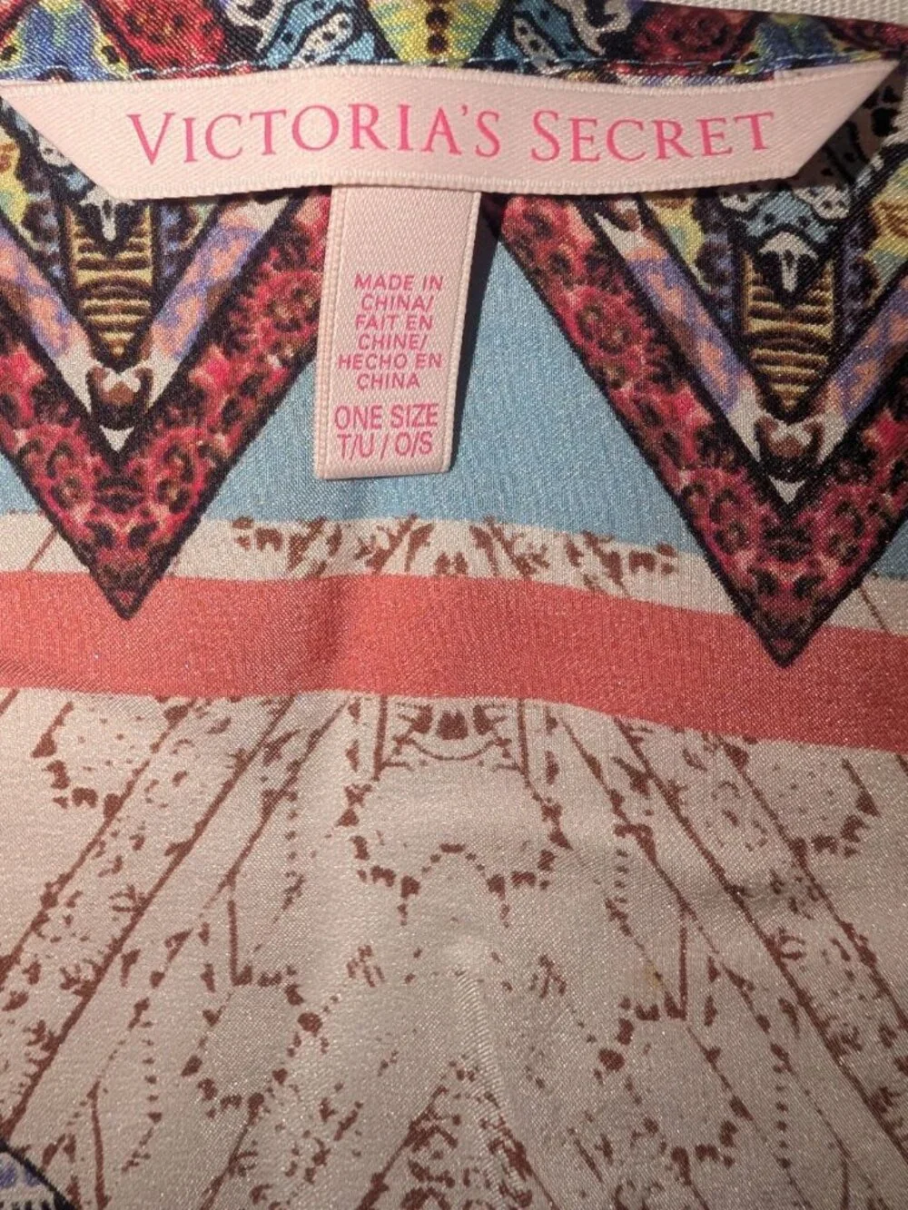 Victoria's Secret 100% Silk Geometric Kaleidoscope Scarf
